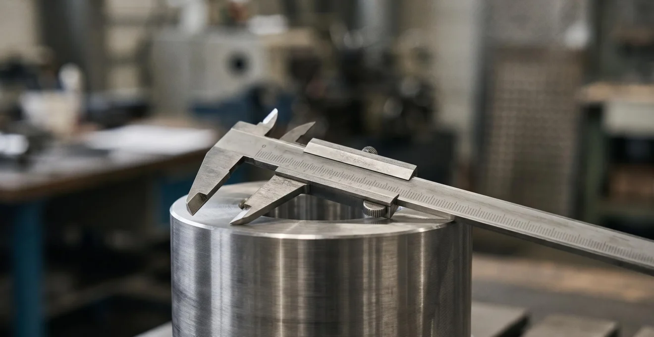 Instrument de mesure de précision posé sur une pièce mécanique usinée, symbolisant l'équilibre entre tolérance et coût de fabrication