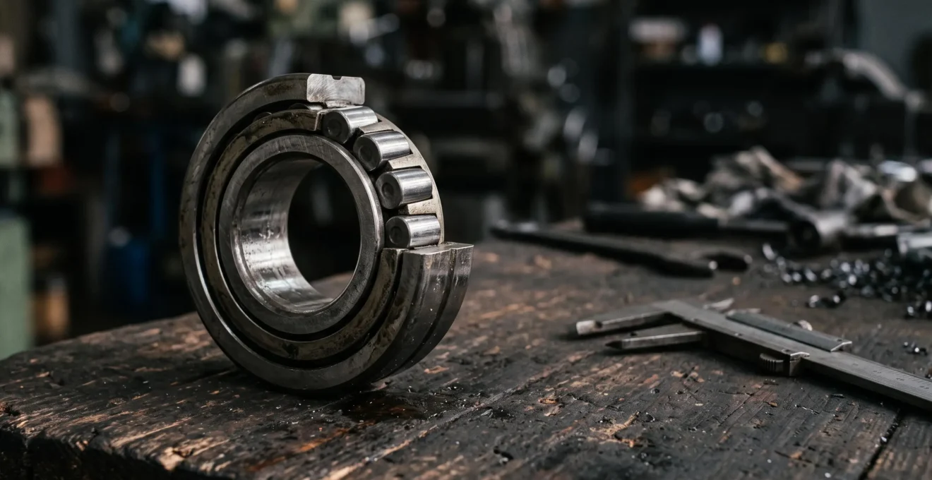 Ingenieur analysant l'usure interne d'un roulement mecanique pour predire sa duree de vie restante
